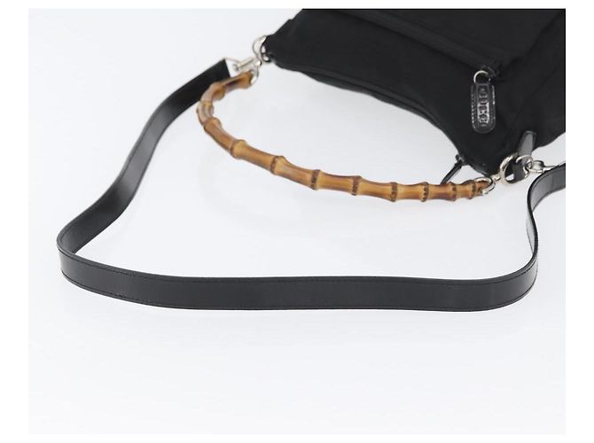 Borsa a Spalla GUCCI Bamboo Nylon 2way Nero Argento 000 2404 0509 Auth bs33431 - vista 9