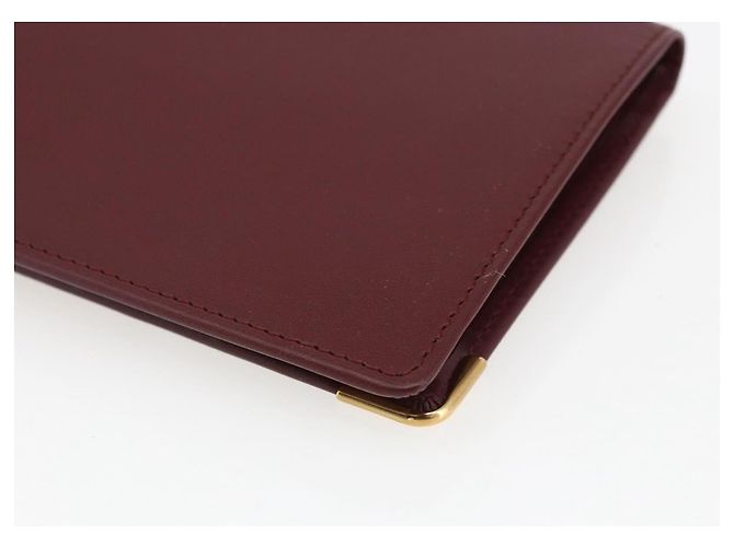 CARTIER Must Line Cartera Larga de Cuero Burdeos Oro Auth am10805V Dorado - vista 10