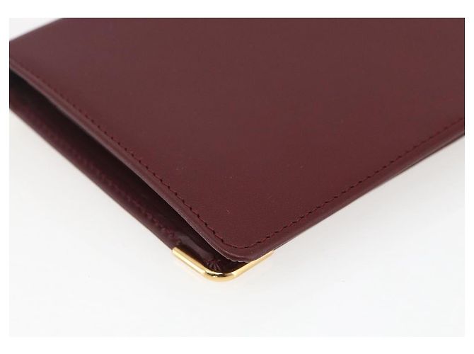 CARTIER Must Line Cartera Larga de Cuero Burdeos Oro Auth am10805V Dorado - vista 11