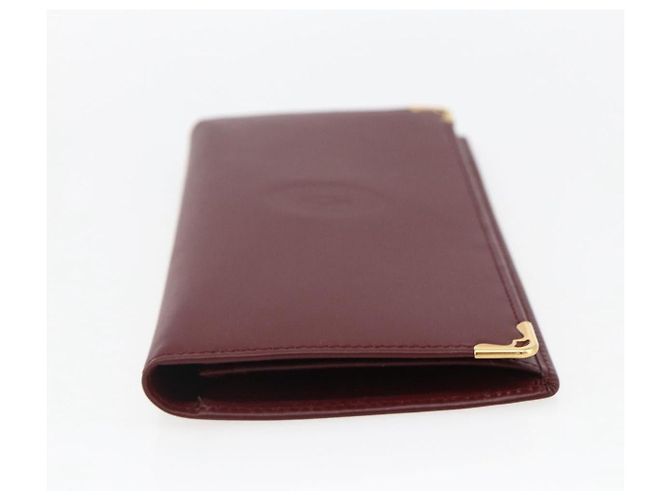 CARTIER Must Line Cartera Larga de Cuero Burdeos Oro Auth am10805V Dorado - vista 4