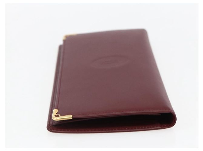CARTIER Must Line Cartera Larga de Cuero Burdeos Oro Auth am10805V Dorado - vista 5