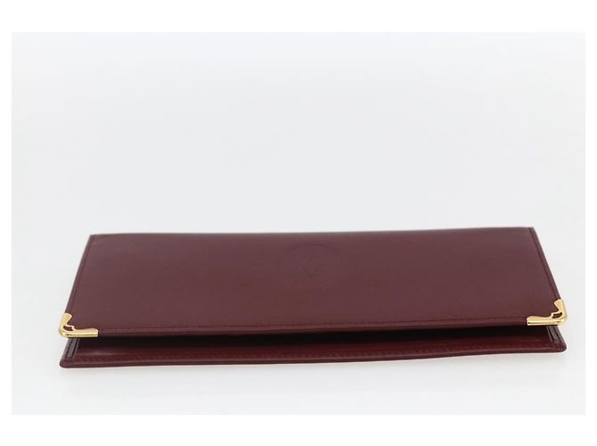 CARTIER Must Line Cartera Larga de Cuero Burdeos Oro Auth am10805V Dorado - vista 7