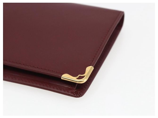CARTIER Must Line Cartera Larga de Cuero Burdeos Oro Auth am10805V Dorado - vista 8