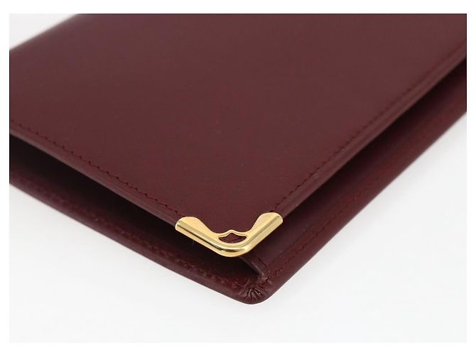 CARTIER Must Line Cartera Larga de Cuero Burdeos Oro Auth am10805V Dorado - vista 9