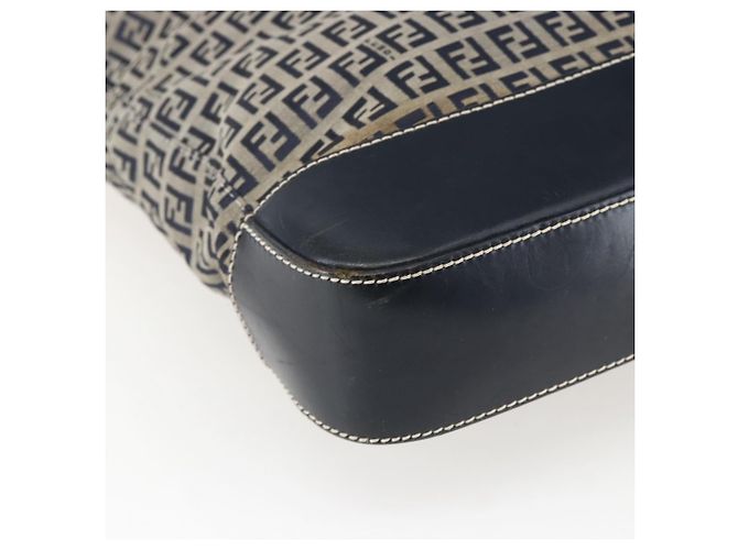 FENDI Zucchino Canvas Tote Bag Navy Silber Authentisch 173614 Marineblau - Ansicht 13