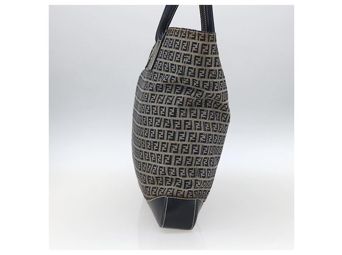 FENDI Zucchino Canvas Tote Bag Navy Silber Authentisch 173614 Marineblau - Ansicht 5