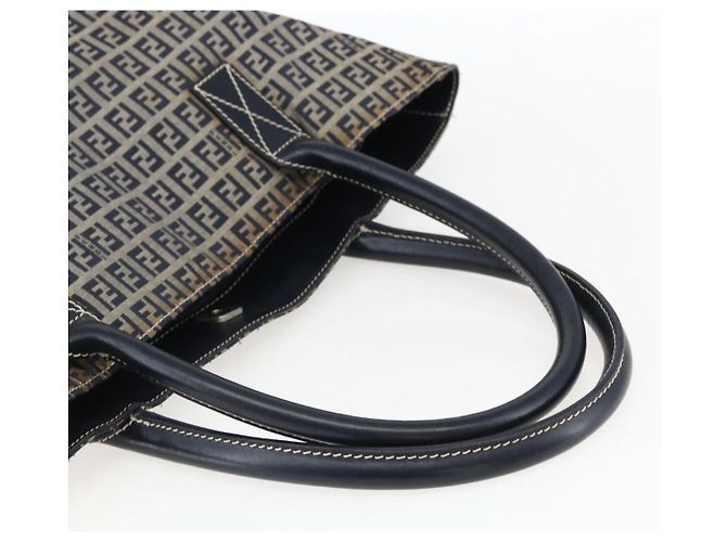 FENDI Zucchino Canvas Tote Bag Navy Silber Authentisch 173614 Marineblau - Ansicht 7