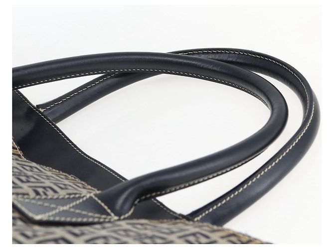 FENDI Zucchino Canvas Tote Bag Navy Silber Authentisch 173614 Marineblau - Ansicht 8