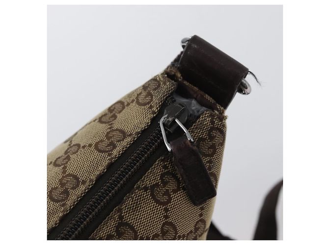 Borsa a Spalla GG Canvas Gucci Beige Argento 145857 Auth ep13417 - vista 14