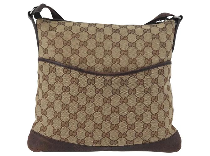 Borsa a Spalla GG Canvas Gucci Beige Argento 145857 Auth ep13417 - vista 2