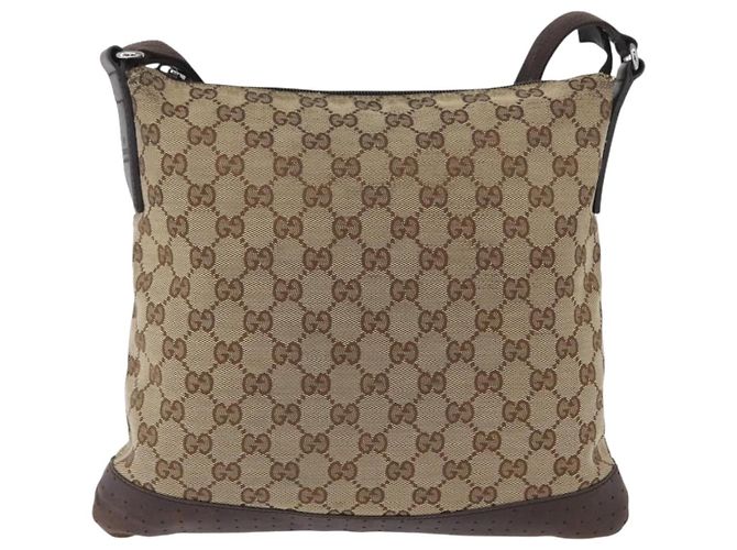 Borsa a Spalla GG Canvas Gucci Beige Argento 145857 Auth ep13417 - vista 3