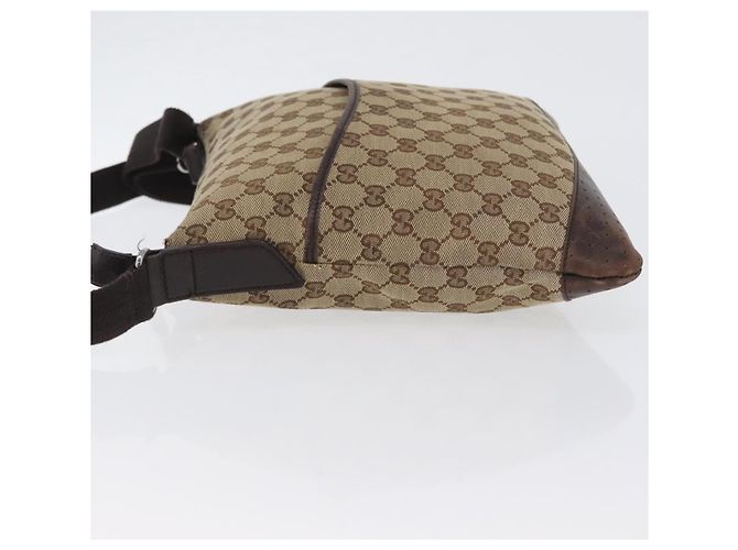 Borsa a Spalla GG Canvas Gucci Beige Argento 145857 Auth ep13417 - vista 5