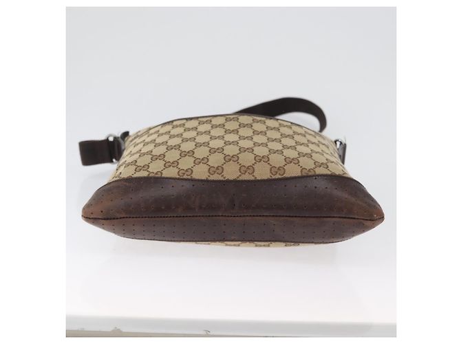 Borsa a Spalla GG Canvas Gucci Beige Argento 145857 Auth ep13417 - vista 9
