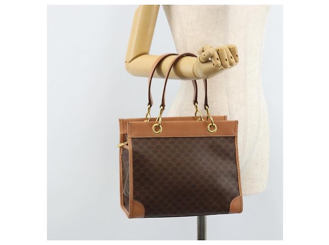 Céline Borsa a mano in tela Macadam CELINE in pelle PVC marrone oro Auth am10820V D'oro - vista 21