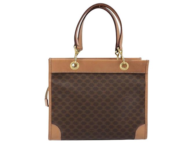 Céline Borsa a mano in tela Macadam CELINE in pelle PVC marrone oro Auth am10820V D'oro - vista 3