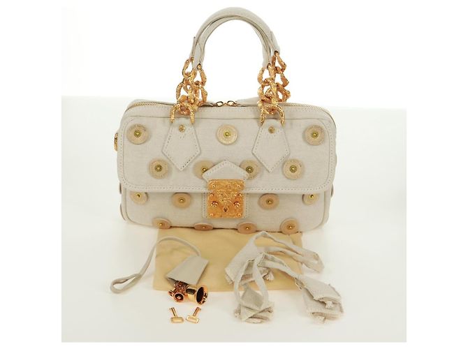 LOUIS VUITTON Borsa Panama Tinkerbell a Pois in Tela Bianca M95407 Auth ti3650SM Bianco - vista 28