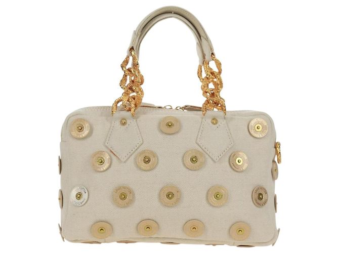 LOUIS VUITTON Borsa Panama Tinkerbell a Pois in Tela Bianca M95407 Auth ti3650SM Bianco - vista 3