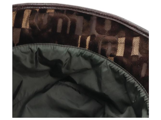 Cappello bucket Miu Miu in velluto M Marrone Auth 158573M - vista 12