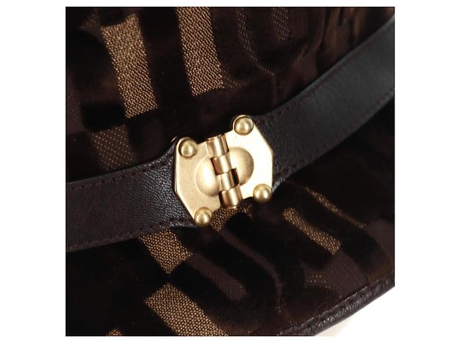 Cappello bucket Miu Miu in velluto M Marrone Auth 158573M - vista 6
