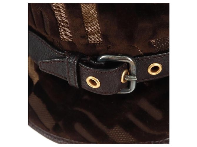 Cappello bucket Miu Miu in velluto M Marrone Auth 158573M - vista 7