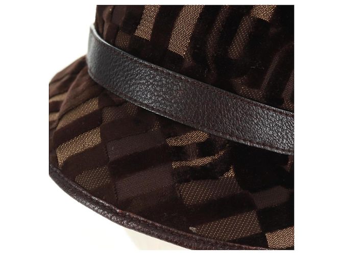 Cappello bucket Miu Miu in velluto M Marrone Auth 158573M - vista 8