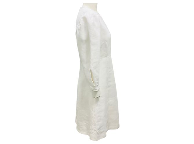 Chloé Vestido blanco de lino y algodón con mangas abullonadas Chloe - vista 2