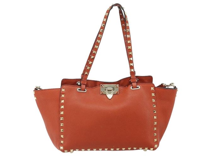 Tote Rockstud en cuir souple moyen Valentino Garavani Orange - vue 2