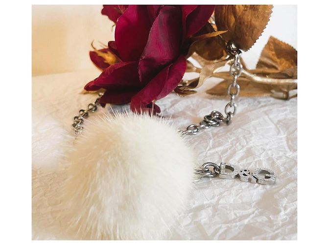 Dolce & Gabbana, Iconica collana DOLCE & GABBANA “Snow” pelliccia di visone e cristalli Argento Bianco - vista 6