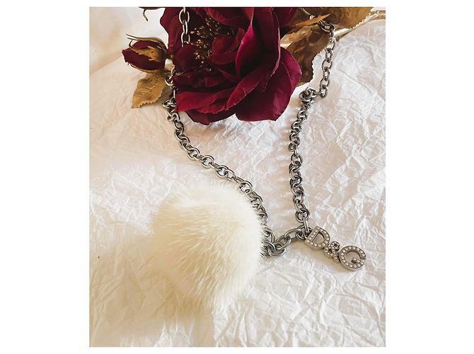 Dolce & Gabbana, Iconica collana DOLCE & GABBANA “Snow” pelliccia di visone e cristalli Argento Bianco - vista 8
