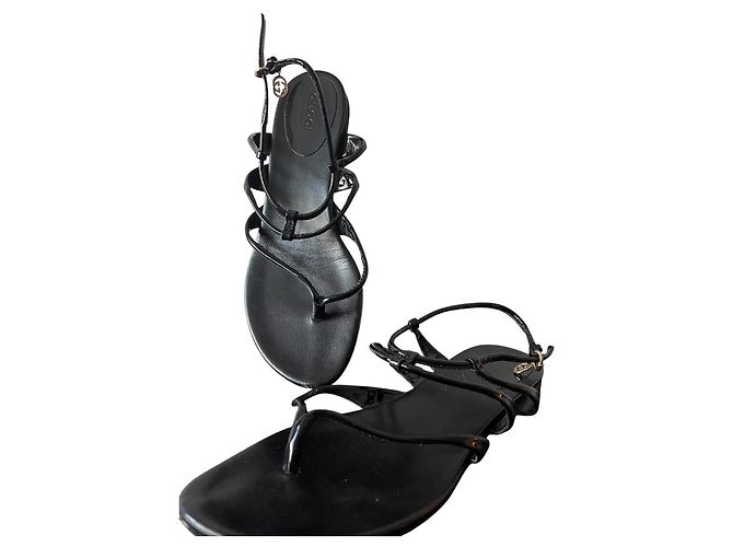 Sandali gladiatore in pelle verniciata Gucci - vista 6