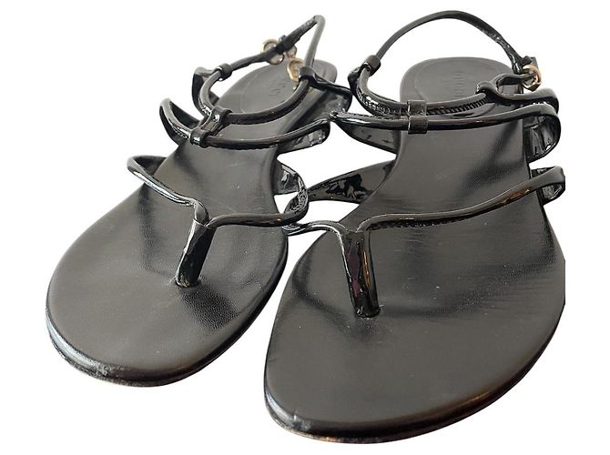 Sandali gladiatore in pelle verniciata Gucci - vista 7