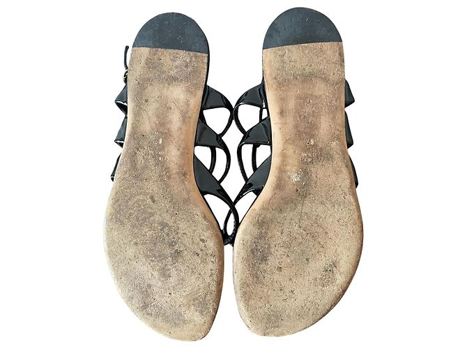 Sandali gladiatore in pelle verniciata Gucci - vista 8