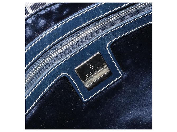 Fendi Mamma Baguette in tela Zucchino Blu navy - vista 6