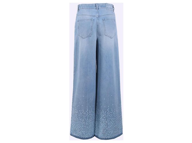 Chanel Pantalones de Denim Anchos con Lentejuelas Azules - vista 3