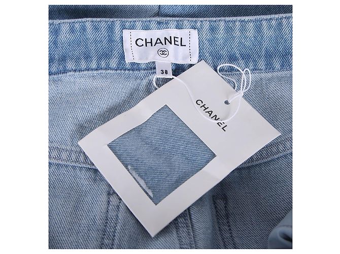Chanel Pantalones de Denim Anchos con Lentejuelas Azules - vista 4