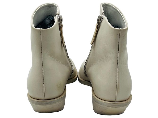 Marsèll Botines de cuero marfil con punta afilada Marsell Beige - vista 5