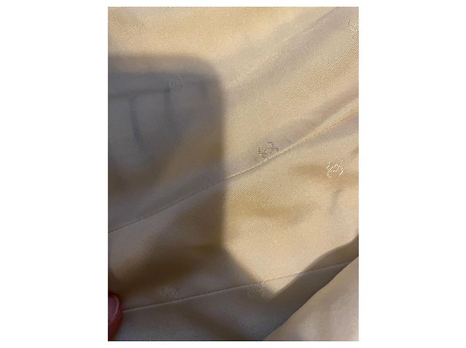 Gestreifte Chanel-Jacke mit Kamelie Schwarz Beige - Ansicht 14