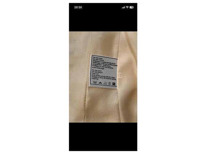 Gestreifte Chanel-Jacke mit Kamelie Schwarz Beige - Ansicht 7
