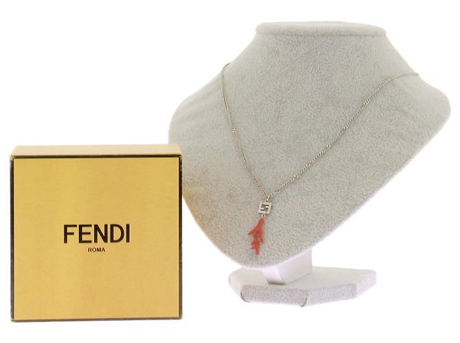 Fendi Collana dorata con pendente in corallo - vista 8
