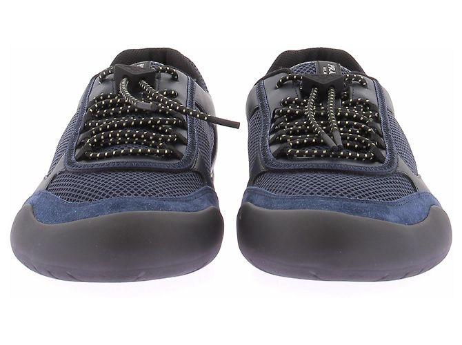 Prada Sneakers "Speedrock" blu navy e nere in pelle e mesh - vista 4