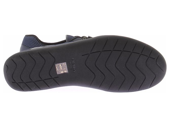 Prada Sneakers "Speedrock" blu navy e nere in pelle e mesh - vista 7