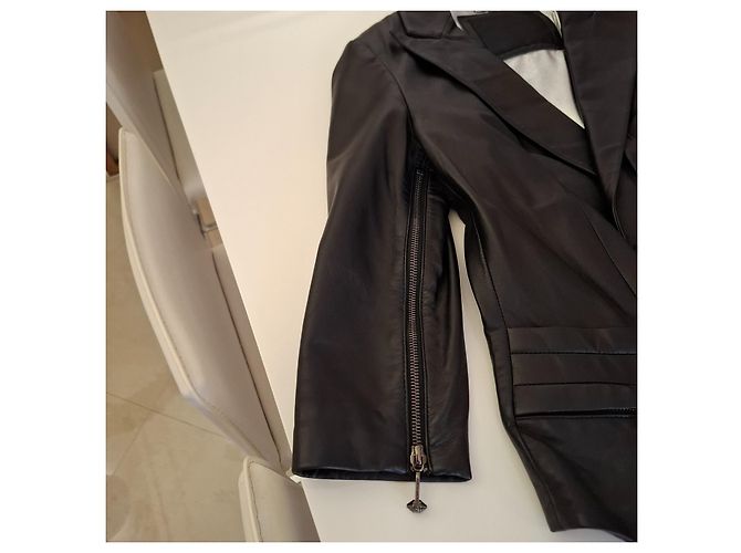 Philipp Plein Weiche Lammlederjacke Schwarz - Ansicht 4