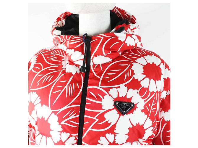 Chaqueta de nylon acolchada Prada SGC025 Blanco Roja - vista 2