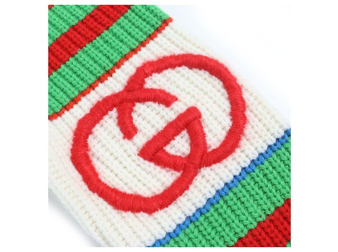 Suéter de lana de punto Gucci×adidas con patrón G entrelazado y línea Web Roja Azul Verde Crudo - vista 4