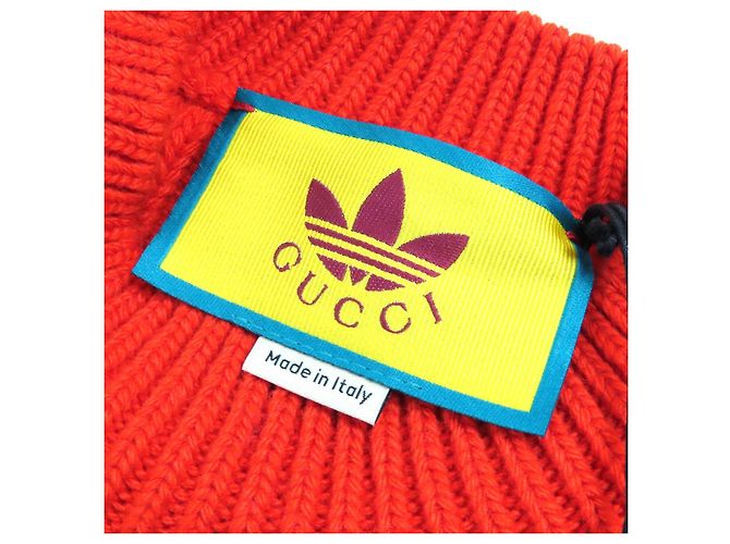 Suéter de lana de punto Gucci×adidas con patrón G entrelazado y línea Web Roja Azul Verde Crudo - vista 5