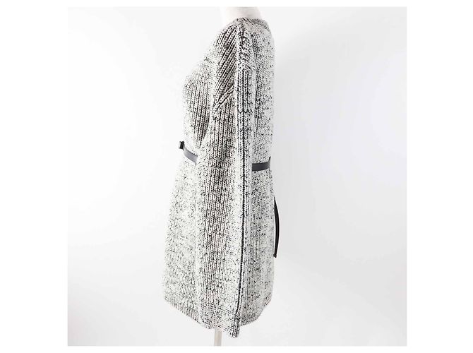 Suéter de malha mista de lã, algodão e couro com mangas longas Louis Vuitton Preto Branco - vista 3