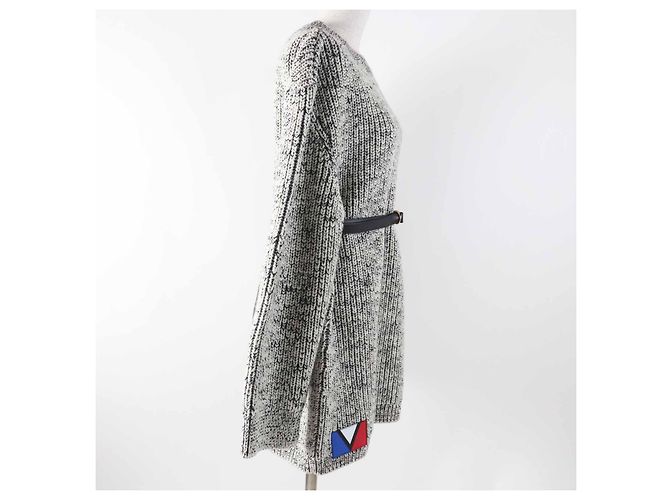 Suéter de malha mista de lã, algodão e couro com mangas longas Louis Vuitton Preto Branco - vista 4