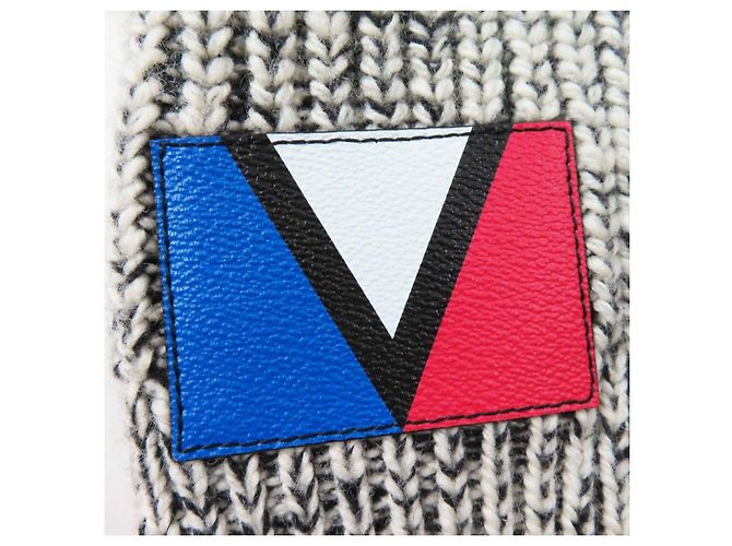 Suéter de malha mista de lã, algodão e couro com mangas longas Louis Vuitton Preto Branco - vista 6