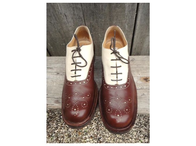 Sartore Clyde Richelieu Stringate in Pelle Marrone Crema - vista 3