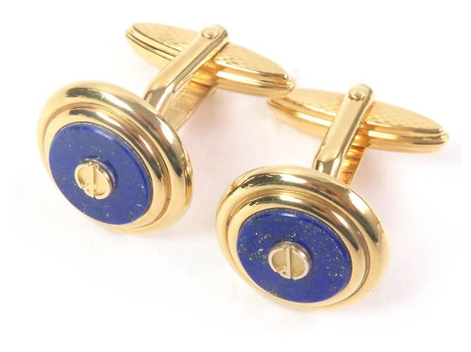 Alfred Dunhill Gemelli e spilla per cravatta Dunhill in Lapis Lazuli 2 vie Blu D'oro - vista 3
